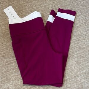 Athleta Salutation Magenta and White Leggings